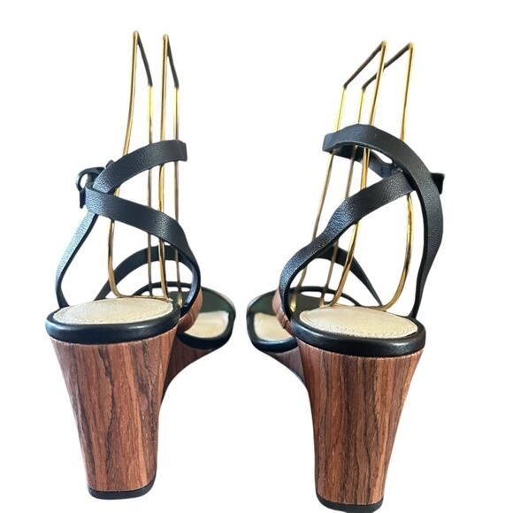 Sanctuary Wink Leather Ankle Strap Wood Grain Wedge Sandals NEW 10 - Picture 4 of 11
